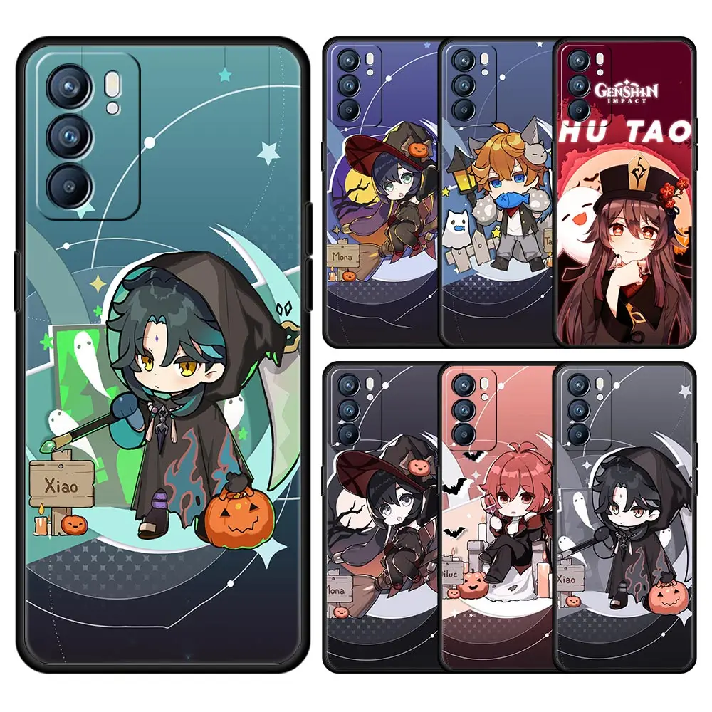 

Cute Genshin impact xiao для Oppo A54 чехол для телефона Reno7 SE Reno6 Pro Plus 5G Find X5 A53 A52 A9 2020 A95 A16 A76 A74 A15 чехол