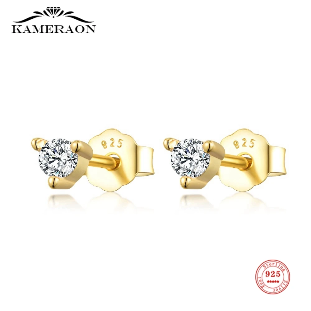 

S925 Sterling Silver 3 Claws CZ Zircon Korean Earrings for Women Crystal Ear Studs Anti Allergic Body Jewelry Diamond Gift
