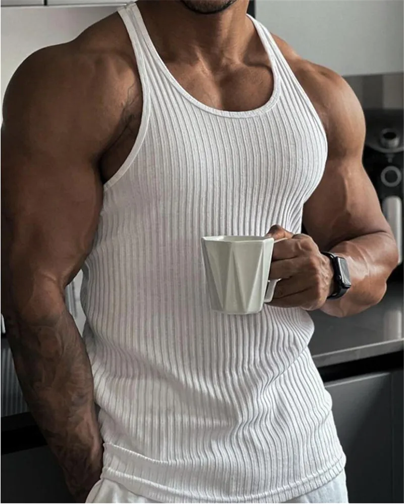 

2023 Men new fitness gym Tank top men Fitness sleeveless shirt Male Exercise Sports vest black Undershirt Gyms train clothing