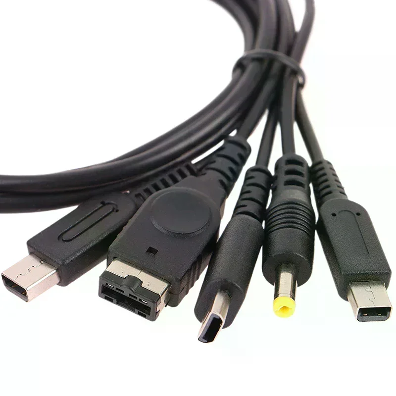 Кабель для быстрой зарядки 1,2 м, 5-в-1 USB-кабель для зарядки игровых приставок, совместимый с New 3DS XL, NDS Lite, NDSI LL, Wii U, GBA, PSP (art.: 3920d8db9eef9) - 3920d8db9eef9