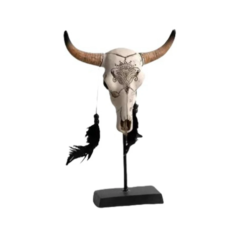 BMBY-Bull украшение в виде головы черепа рогатый Череп коровы с перьями искусство