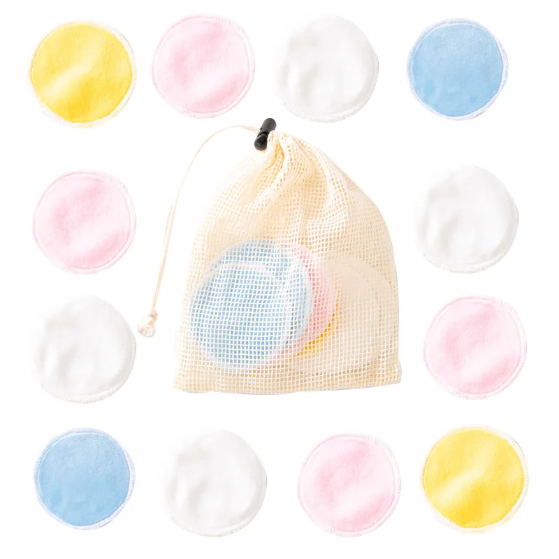 

Bamboo Fiber Makeup Remover Pad Reusable Puff Washable Make Up Removal Cotton Velvet Round Face Cleansing Pads Skin Care Wipes