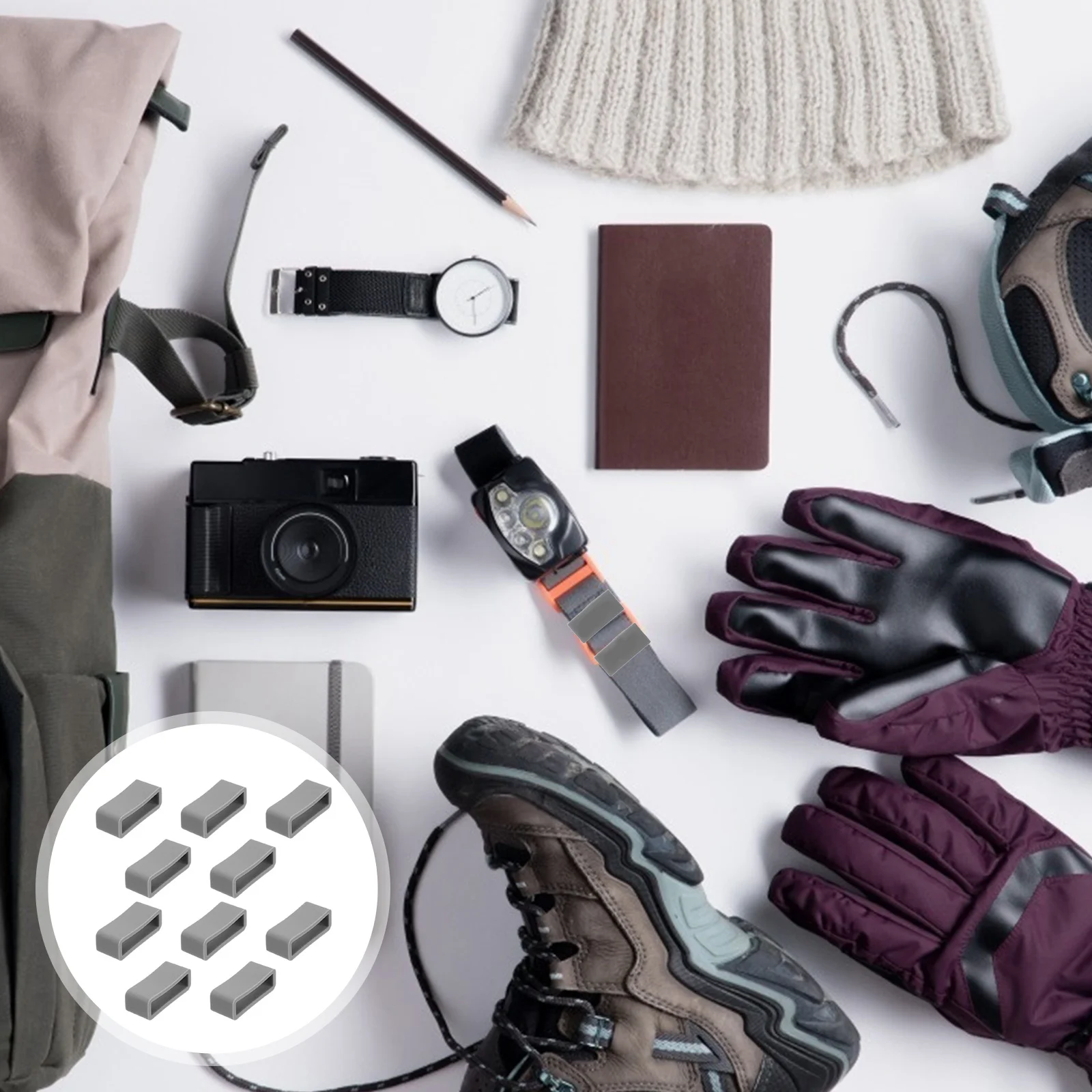 

10Pcs 22mm Silicone Replacement Watch Band Strap Strap Ring Silicone Ring for Wristwatches Grey