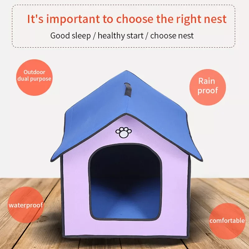 

2023 Waterproof Dog House Foldable House for Small Large Dogs Cats EVA Pet Bed Nest Removable Kennel Portable Outdoor Dog Access