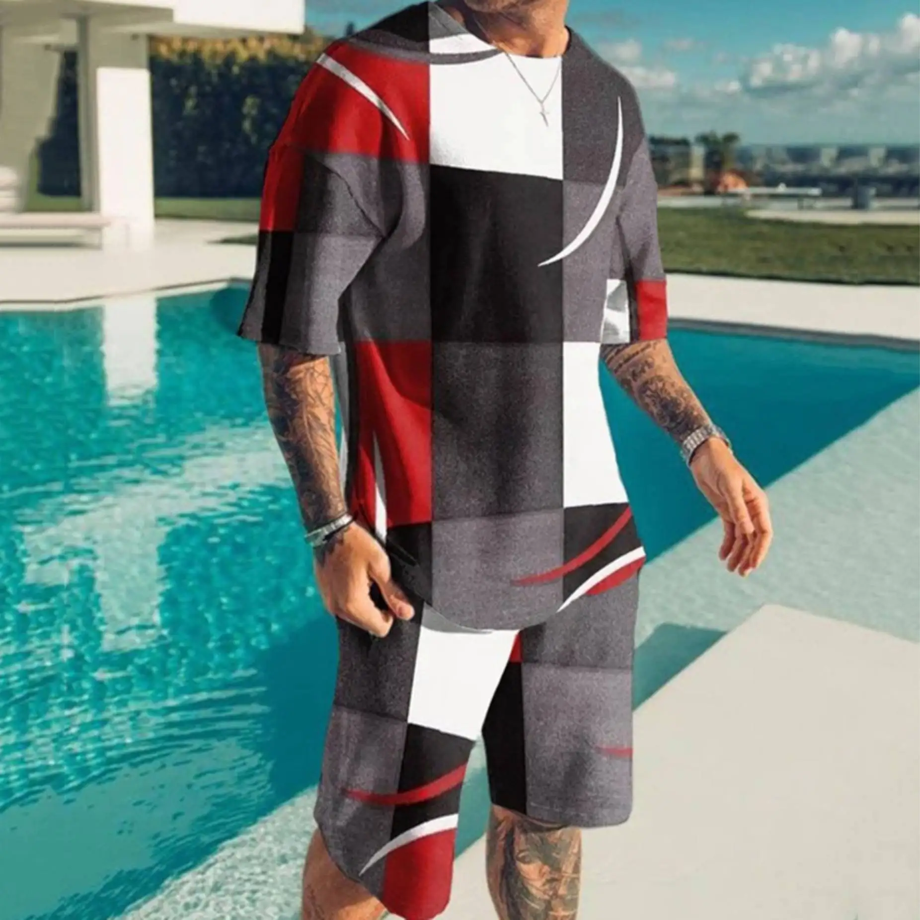 Men Clothing T-Shirt Suits Oversized Clothes 3D Printed Funny Design O-Neck Fashion Designer Comfortable Short Sleeve 2 Pieces