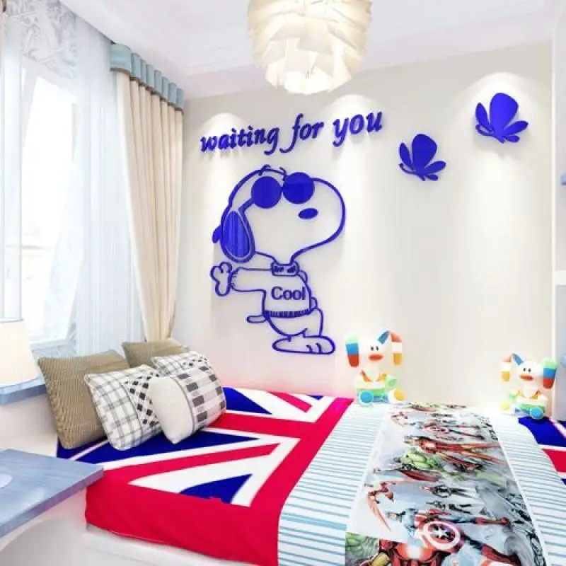 Водостойкие акриловые 3d-наклейки в виде Снупи наклейки на стену для детской