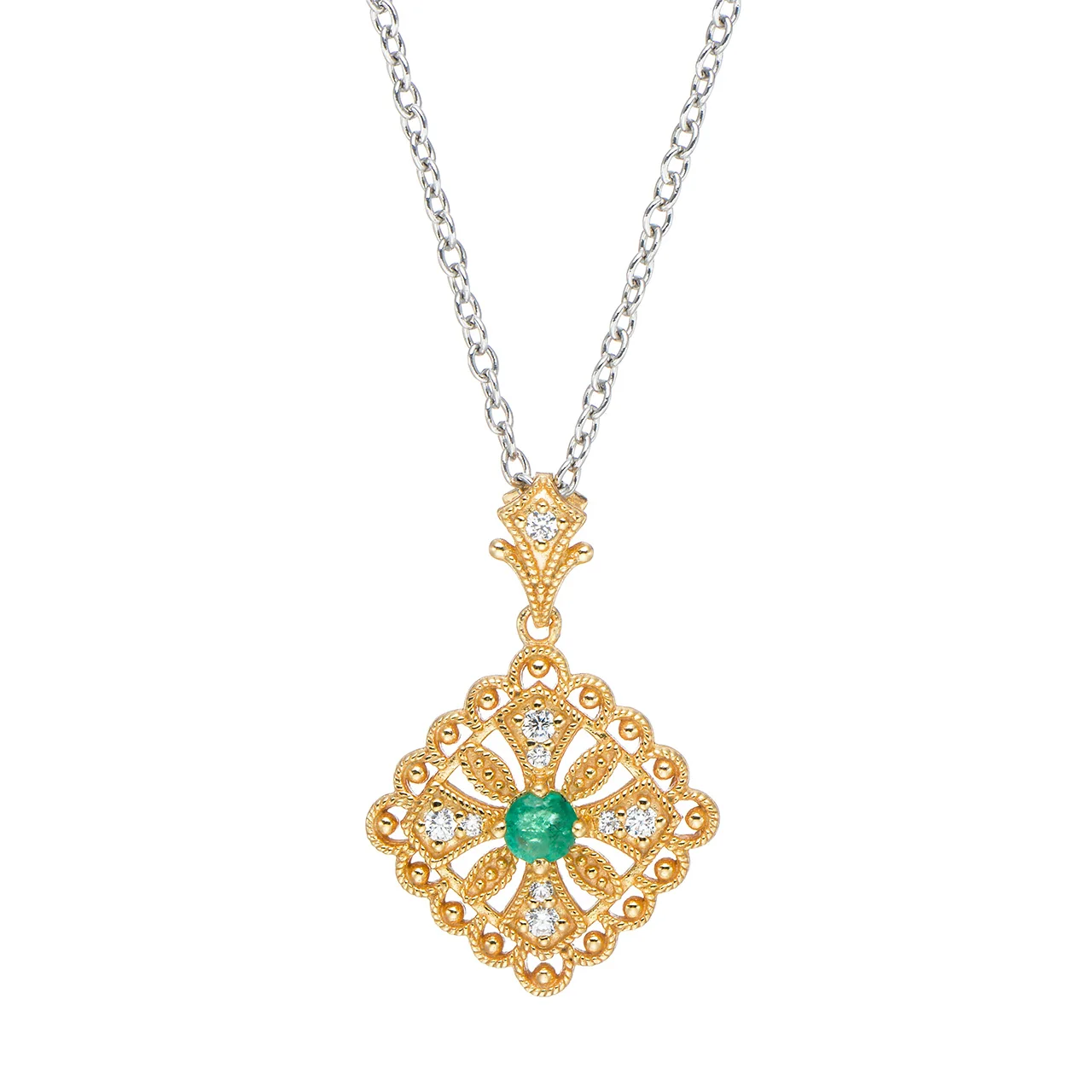 

Emerald 18k Yellow Gold Over Sterling Silver Pendant with Chain