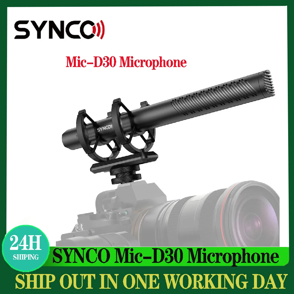 

SYNCO Mic-D30 Shotgun Highly Directional Camera Microphone Super-cardioid Directional Condenser Mic Microfone For DSLR, Camcorde