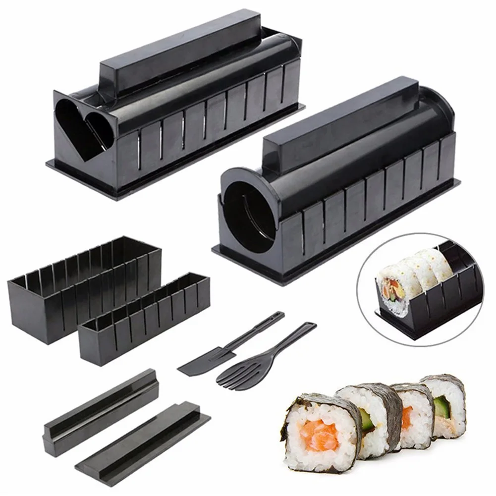 

10pcs/set Sushi Maker Equipment Kit Japanese Rice Ball Cake Roll Mold Multifunctional Mould Household DIY Making Sushi Tools New