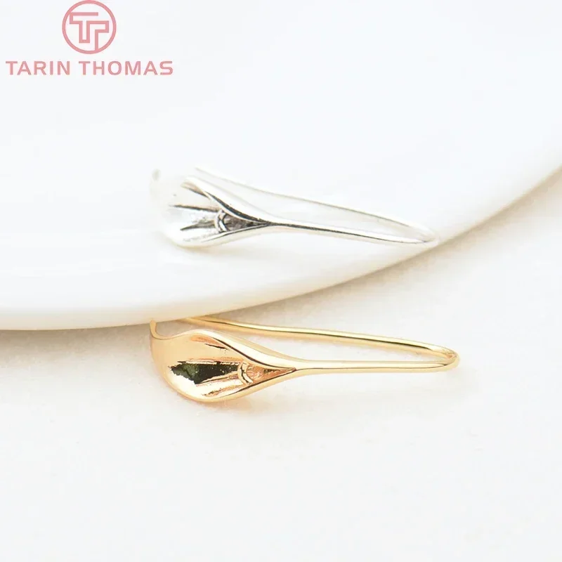 (2149) 10 шт. 26 5x11 мм 24-каратного золота латунные серьги-кольца с каллами и лилиями