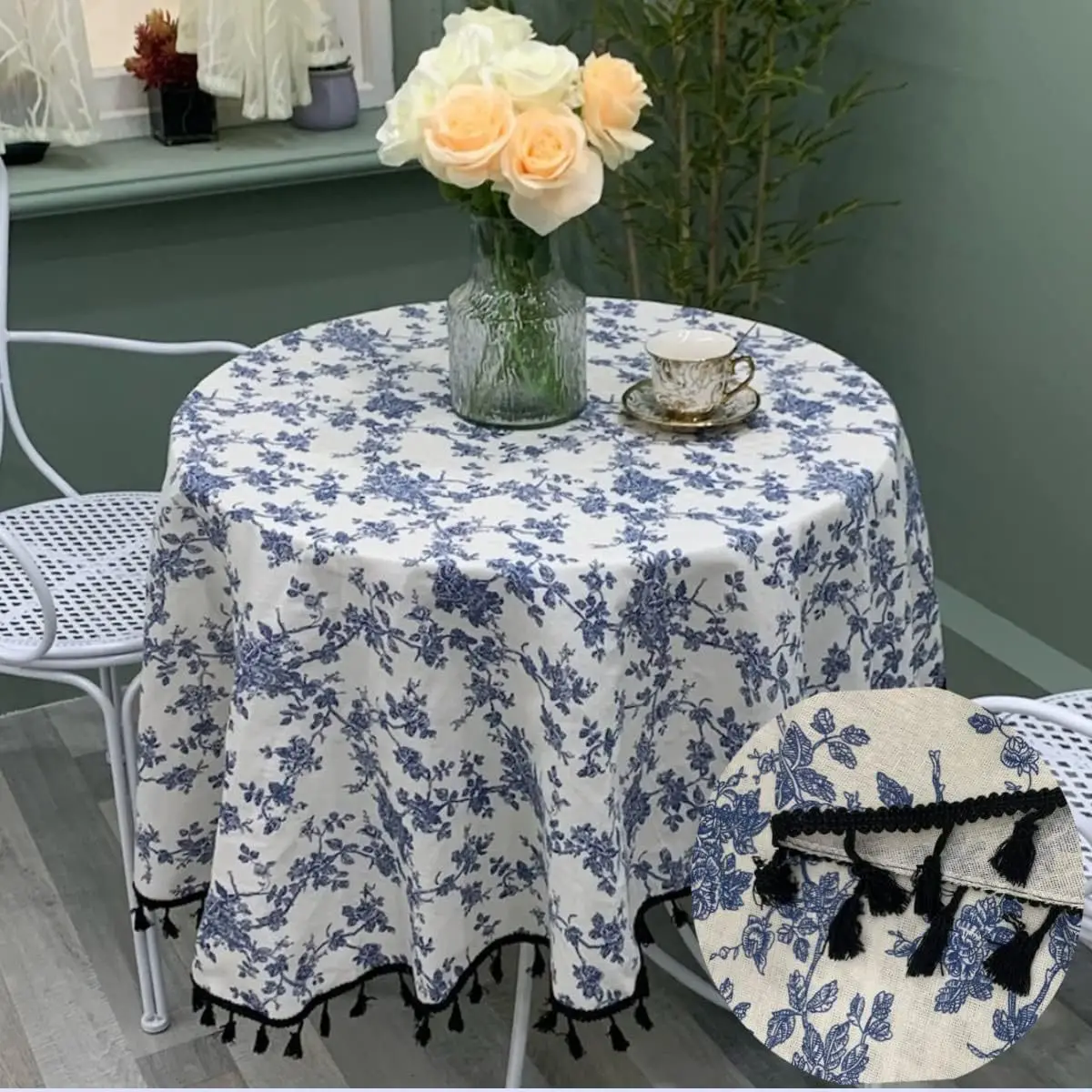 Скатерть синяя полиэстер