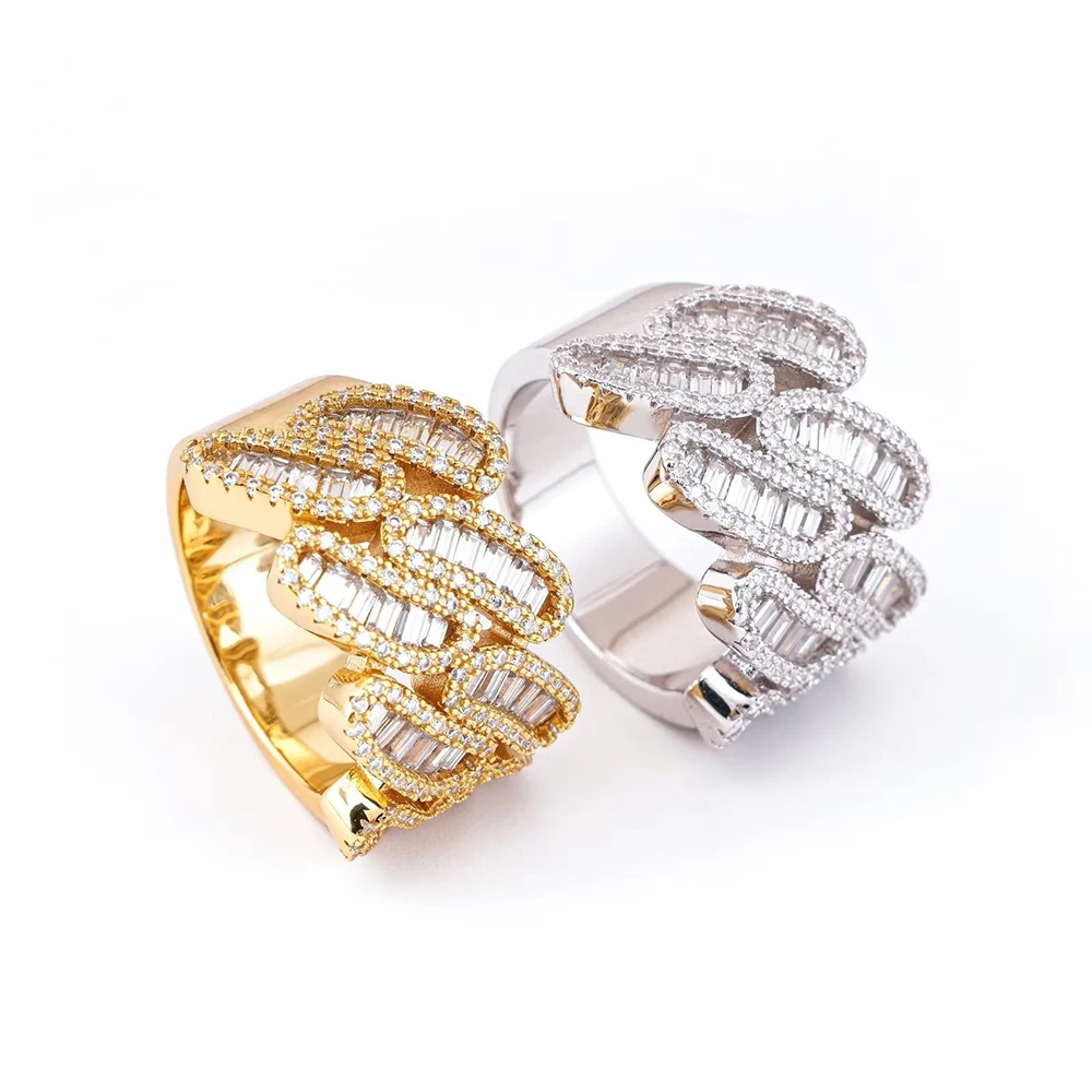 Chain Moissanite Rings For Women S925 Silver Wedding Ring Finger Jewelry Men Pass Tester Free Shipping