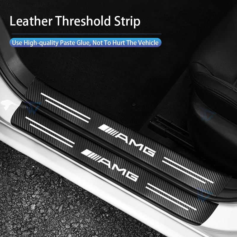 Наклейки на протектор порога автомобиля из углеродного волокна для Mercedes Benz W204 W222