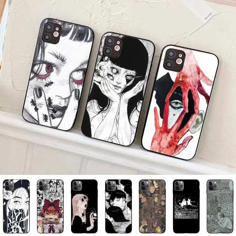 

Japanese Horror Manga Style Phone Case for iPhone 11 12 13 Mini Pro Max 8 7 6 6S Plus X 5 SE 2020 XR XS Funda Case