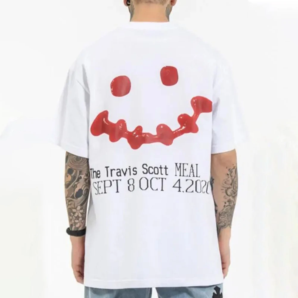 

Men T-shirt Smile Loose Tees Hip Hop Streetwear Summer Harajuku Oversize Print Skateboard Hip Hop Retro Vintage
