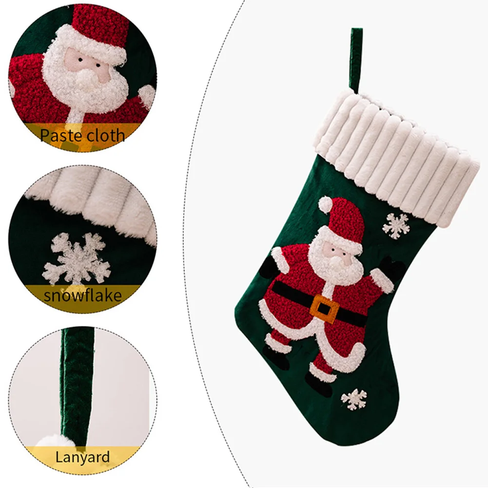 Holiday Décor Christmas Stocking Festival Atmosphere Gold Velvet Lovely Surprise Gift Versatile Cartoon 100% Brand New