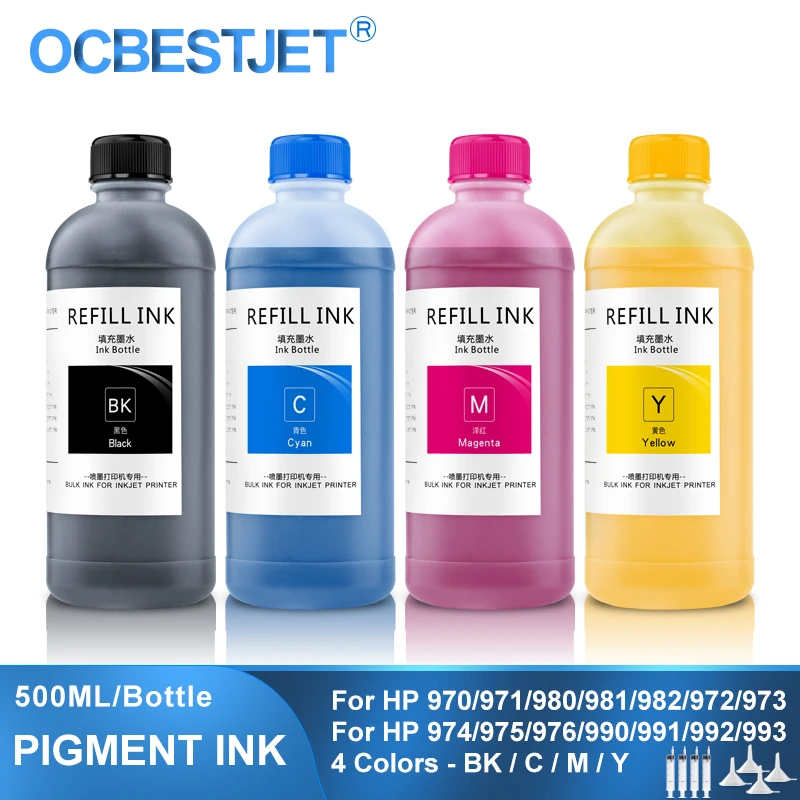 

500ML Pigment Ink Refill Ink For HP 970 971 980 981 982 913 972 973 974 975 976 990 991 992 993 377dw 452dn 452dw 477dn 477dw