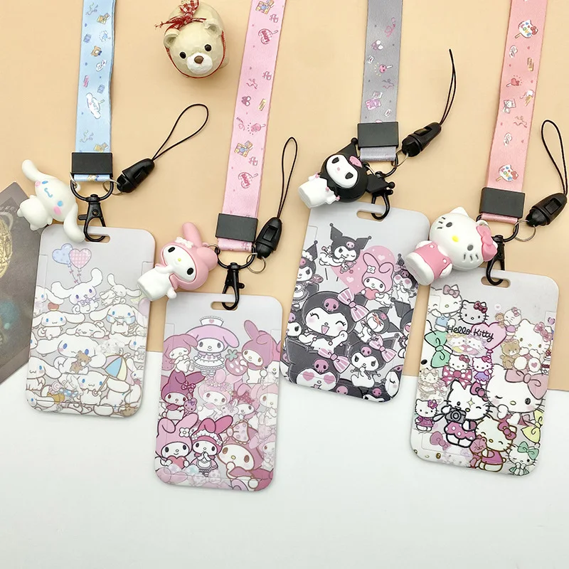 

Holle Kitty Kuromi Cute Doll Cartoon Keychain Campus Bus Bag Id Card Lanyard Rope Holder Lariat Keyring Woman Gift Fashion