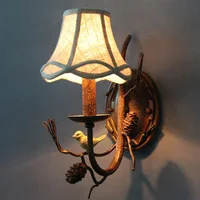Pine Cone Bird Wall Lamp Bedside Wall Lamp Double Head Dining Room Bedroom Aisle Living Room Lamp Nordic Retro Resin Wall Lamp