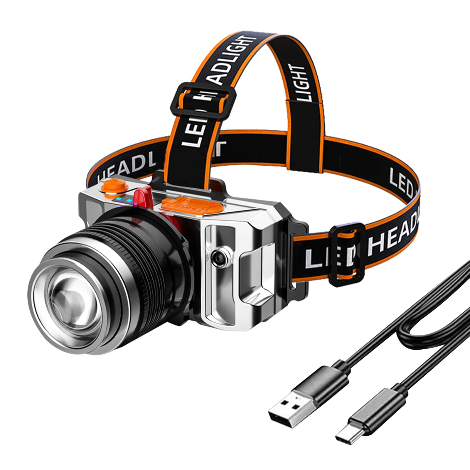 

Long Range LED Headlight Patrolling Night Cycling High Brightness Head Torch Outdoor Camping Fishing Hands Free USB Rechargeable
