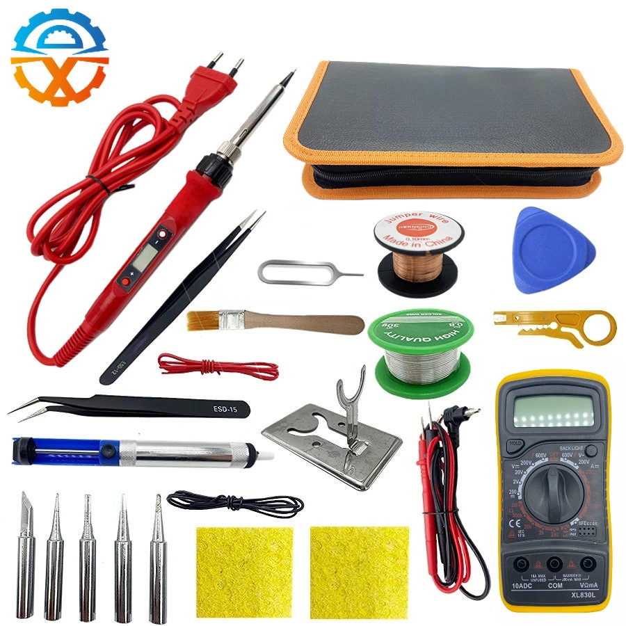 

New 80W Digital Electric Soldering Iron 220V 110V Temperature Adjustable LCD display Solder welding iron tool kit Tips 60W/80W