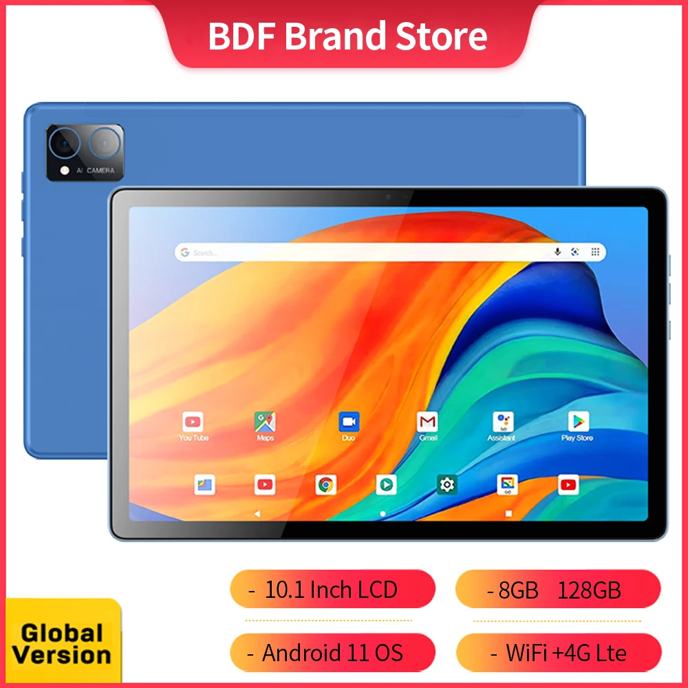 Original BDF Pro Tablet Pc 10.1 Inch 8GB and 128GB Android 11 Octa Core 3G 4GLTE Internet WiFi Internet Bluetooth Global Version