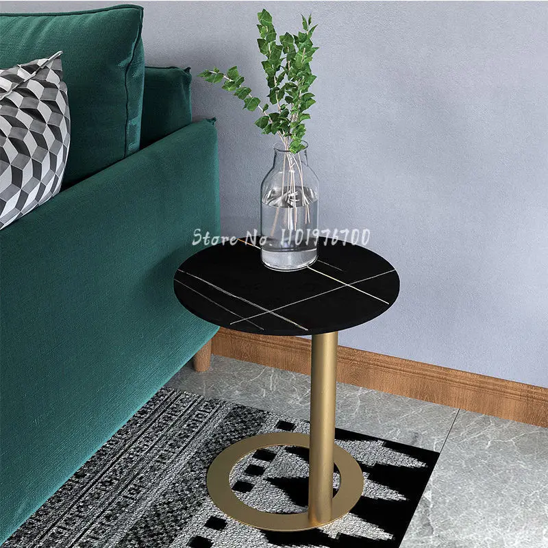 

Nordic creative edge simple modern living room sofa coffee table bedside cabinet round wrought iron corner small round table