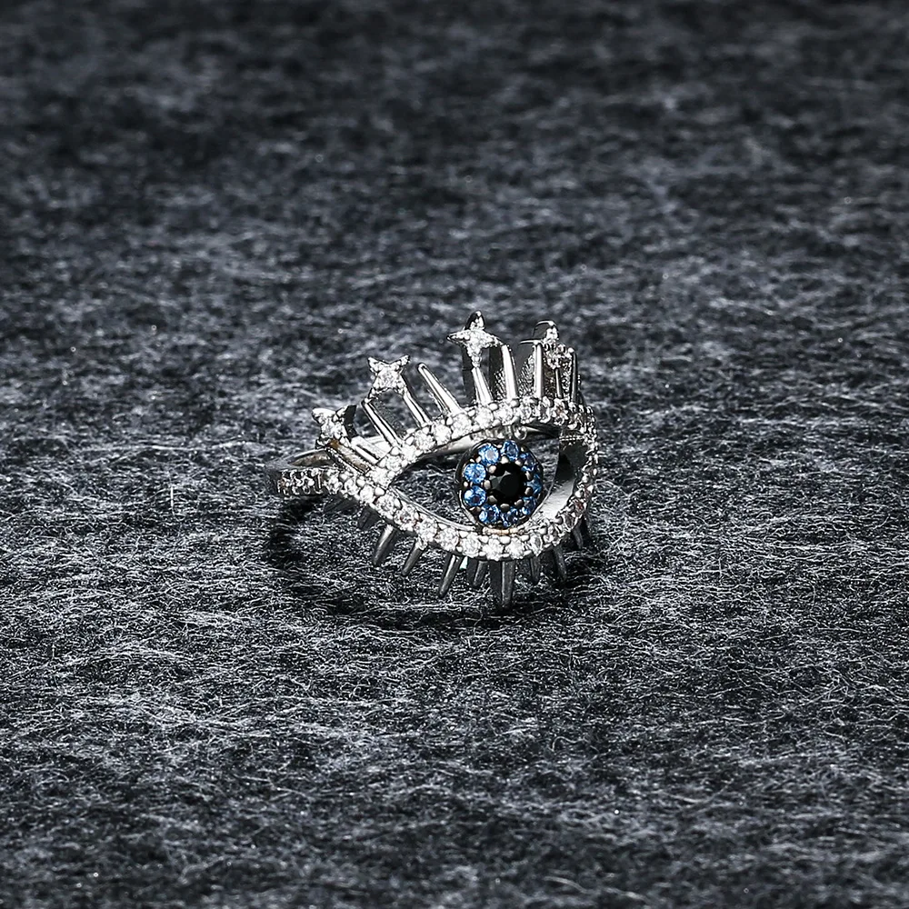 

APM STYLE High Quality 925 Sterling Silver Devil's Eye Ring Silver Long Eyelash Eye Ring Set With Diamond As A Gift For Friends