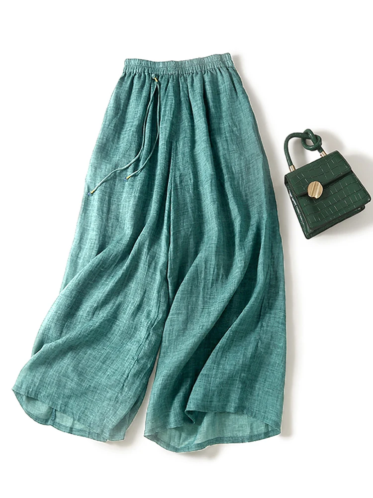 Брюки женские тонкие с широкими штанинами повседневные свободные драпированные