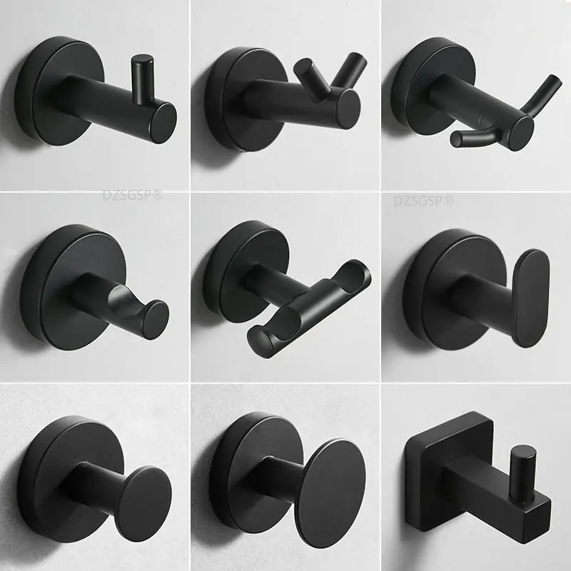 

White/Black Painted Robe Hooks Wall Hang Mounted Towel Hook Clothes Hook Bathroom Hardware Hat Hook 1piece