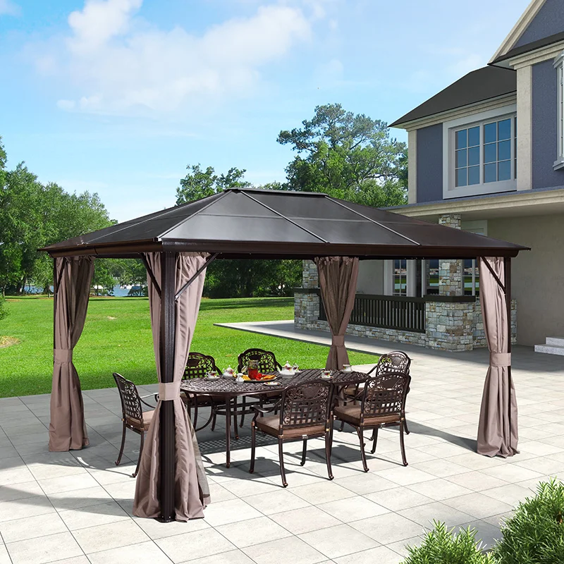 

Purple leaf aluminum alloy pavilion outdoor courtyard Roman tent garden European sunshade terrace four corner pavilion