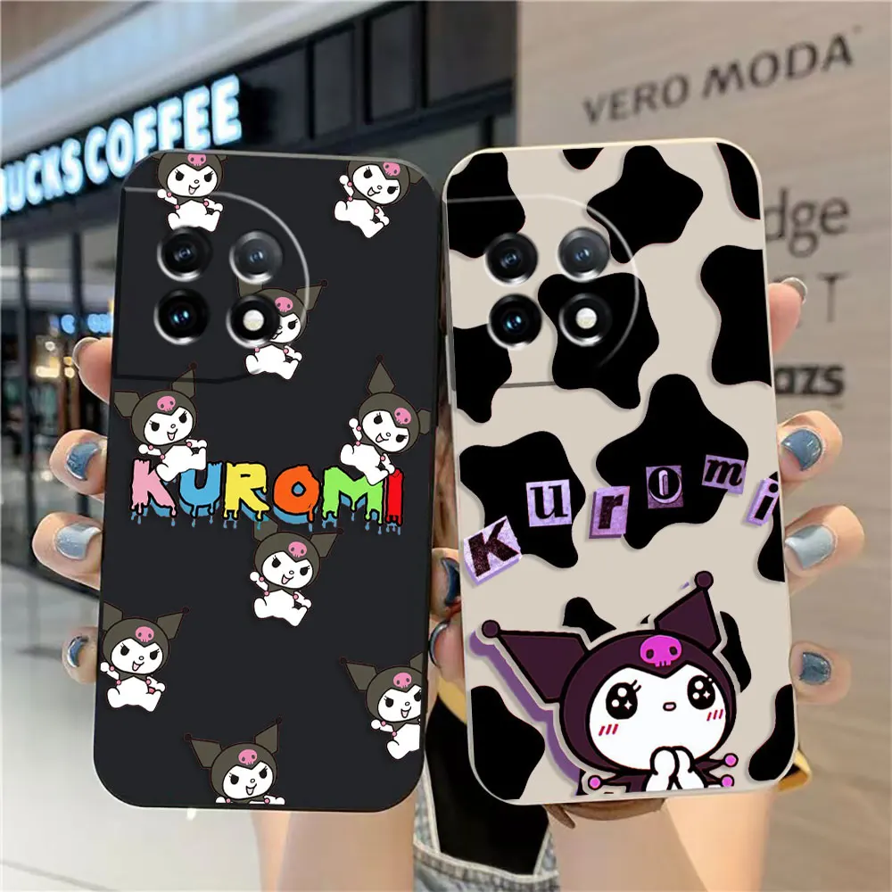 

Case For Oneplus 11 10 9 9R 8 8T 7 7T ACE 2 2V NORD CE 2 Lite Pro Simple Liquid Silicone Case Cute Kuromi Art