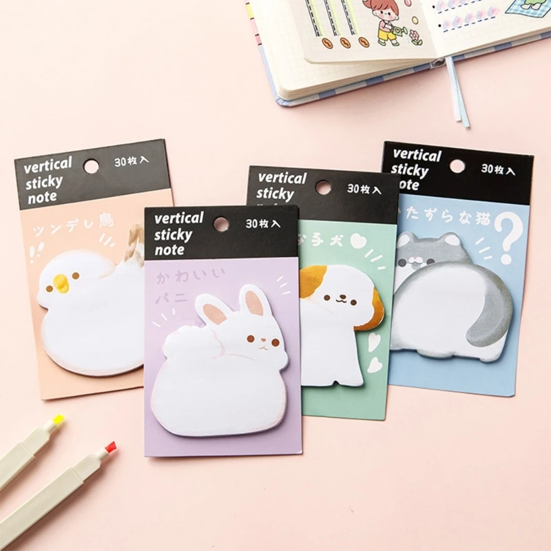 

4Pcs/set Cartoon Sticky Marker Sticky Notes Cute Notepads Animal Shaped Sticky Note Pads Self Memo Pad for Office