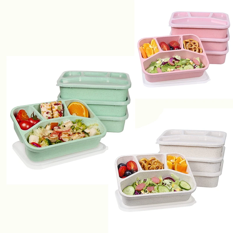 

4 Packs Meal Prep Lunch Containers With 4 Compartments, Reusable Bento Box For Kids/Toddler/Adults, Stackable