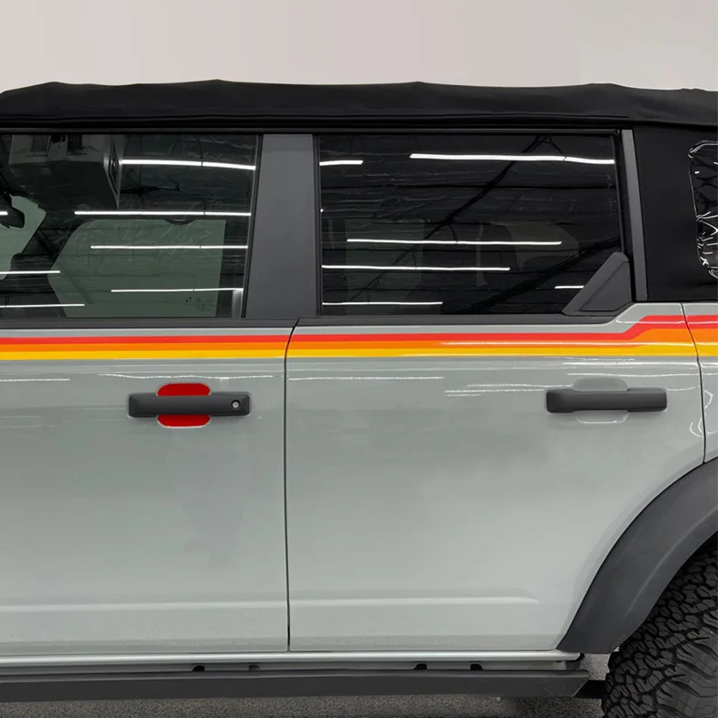 Матовая Трехцветная Автомобильная наклейка в стиле ретро с изображением заката