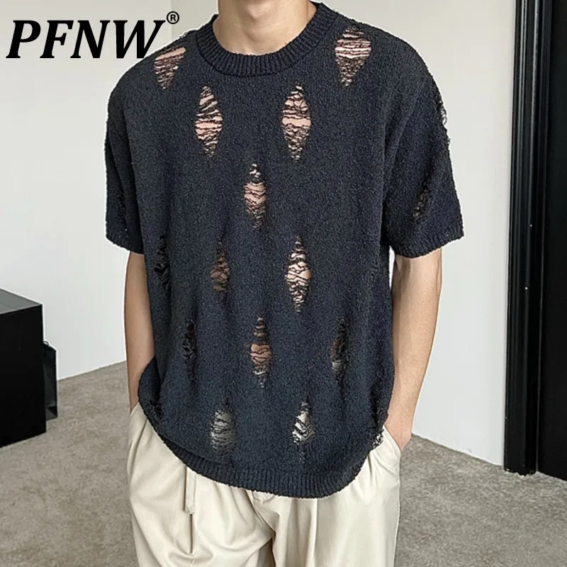 

Мужской пуловер с вырезами PFNW, Повседневная дышащая трикотажная футболка с коротким рукавом, весна-лето, 12A1165