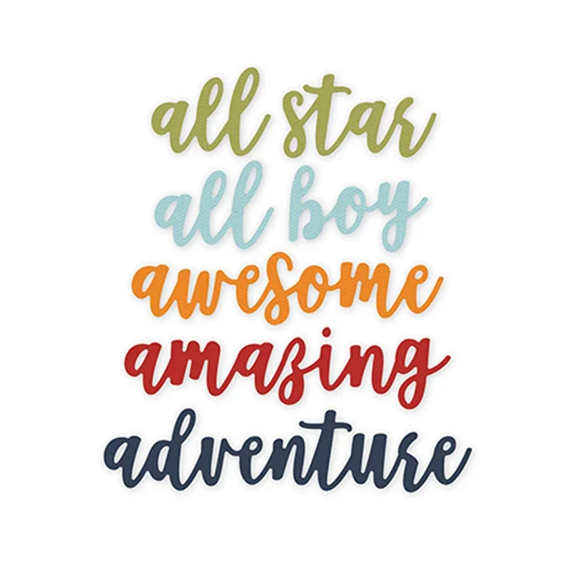 Фото Горячее новое слово All Stas Boy Awesome Amazing Adventure металлические штампы для резки фольги и скрапбукинга для изготовления карт вырезать №2