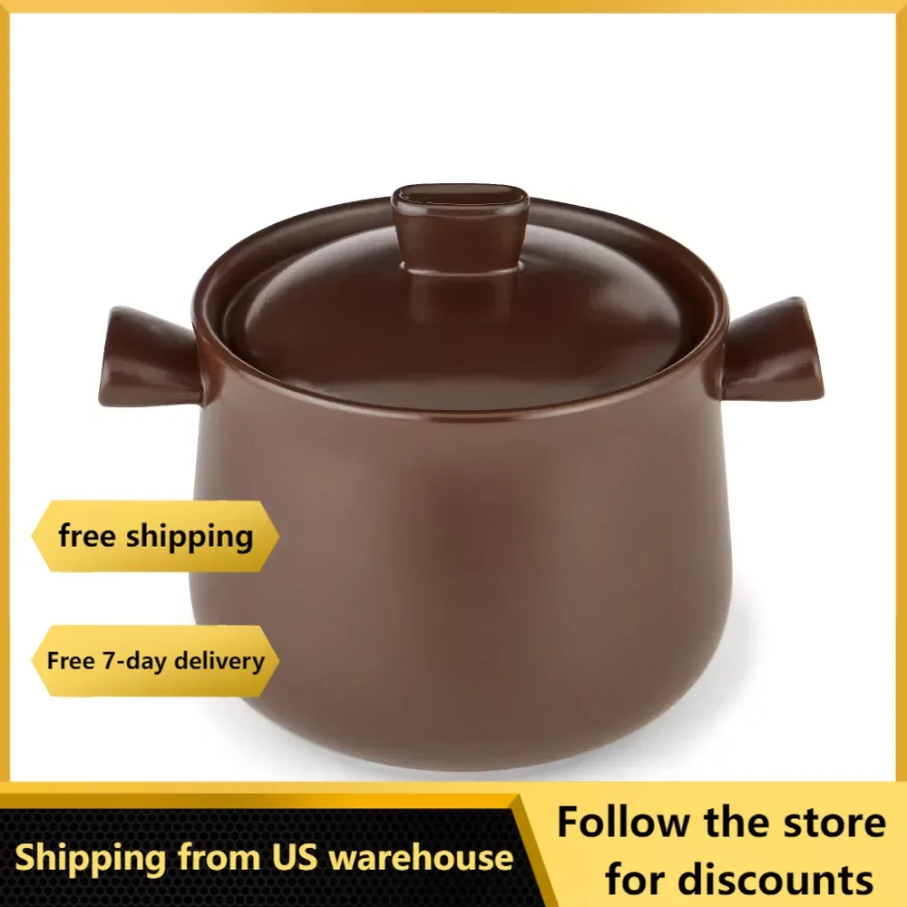 

Round & Deep Design Cooking Pots Set Kitchen Cookware Set Free Shipping 4.8 Quart Pottery Cooking Stockpot With Lid Pan Sets Pot