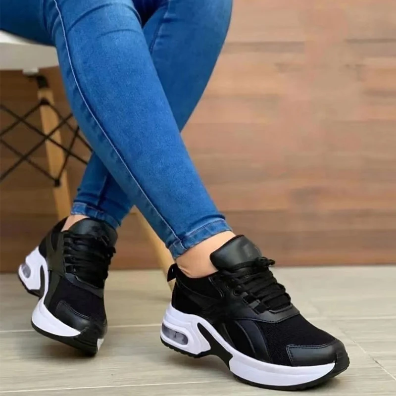 

Fashion Platform Sneakers 2022 New Autumn Female Breathable Mesh Lace Up Wedge Casual Sport Shoes for Women's Vulcanized Shoes
