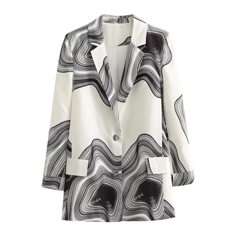 

Fashion high minimalist loose print suit coat