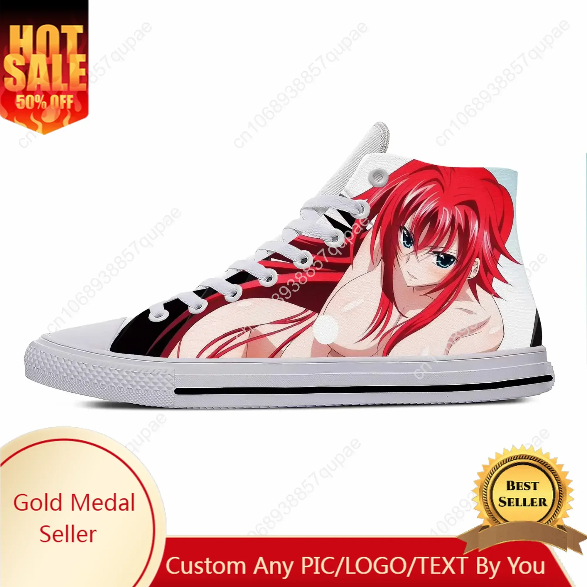 Anime Manga Cartoon High School DxD Rias Gremory Casual Shoes Breathable Men Women Custom Sneakers Lightweight Board