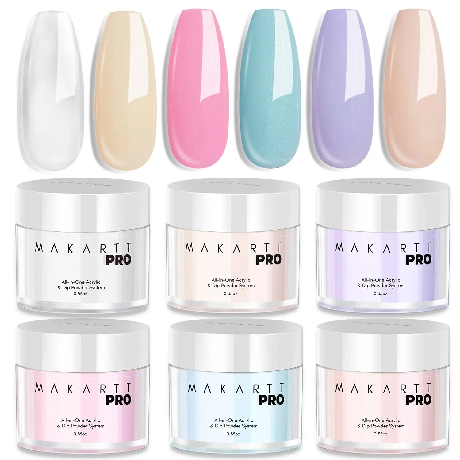 

Makartt Dip Powder Nail Kit 6 Colors Candy Acrylic Powder 2 In 1 Clear Nude Pink 0.35oz Acrylic Dip Powder Kit Manicure Nail Art