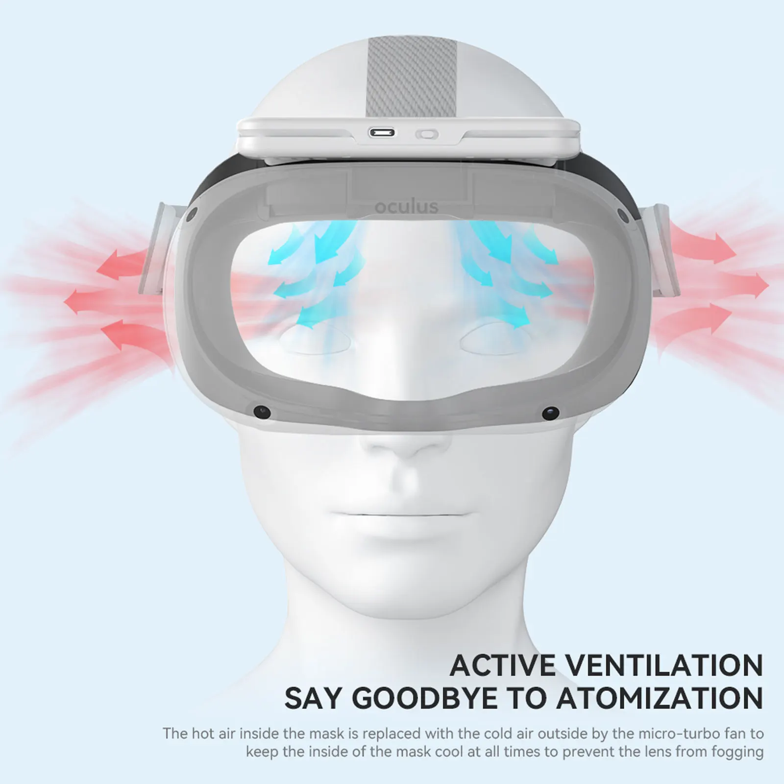 Cooling Fan Radiator for Oculus Quest 2 Fan Cooler Active Air Circulation Relieves Lens Fogging for Oculus Quest 2 Accessories