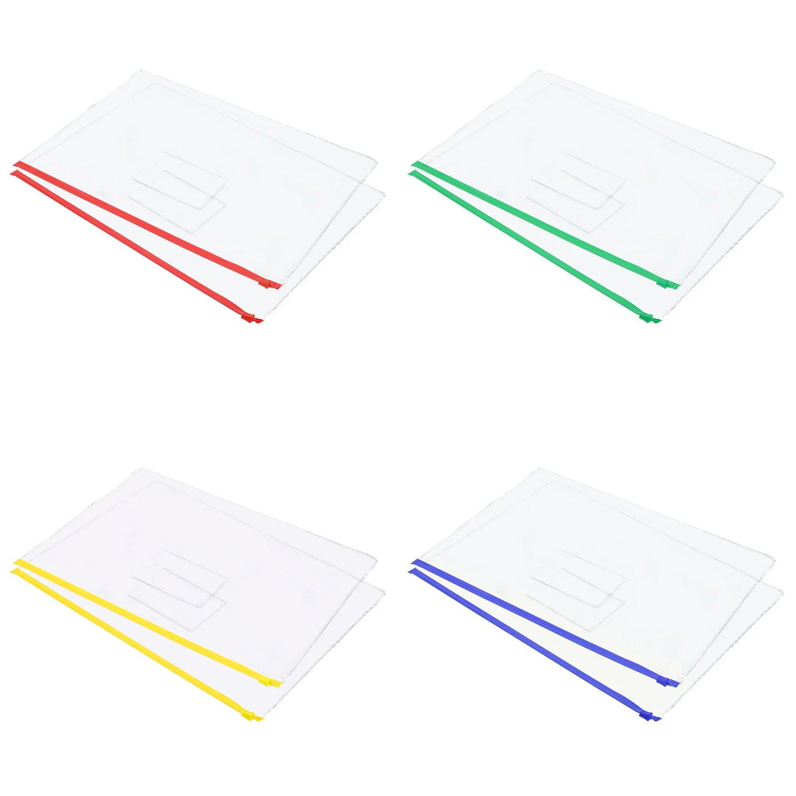 20Pcs Zip Envelope File Bags PVC Clear Zip Envelopes Organizers Bags Zipper File Folders A4 Document Pocket for School Office