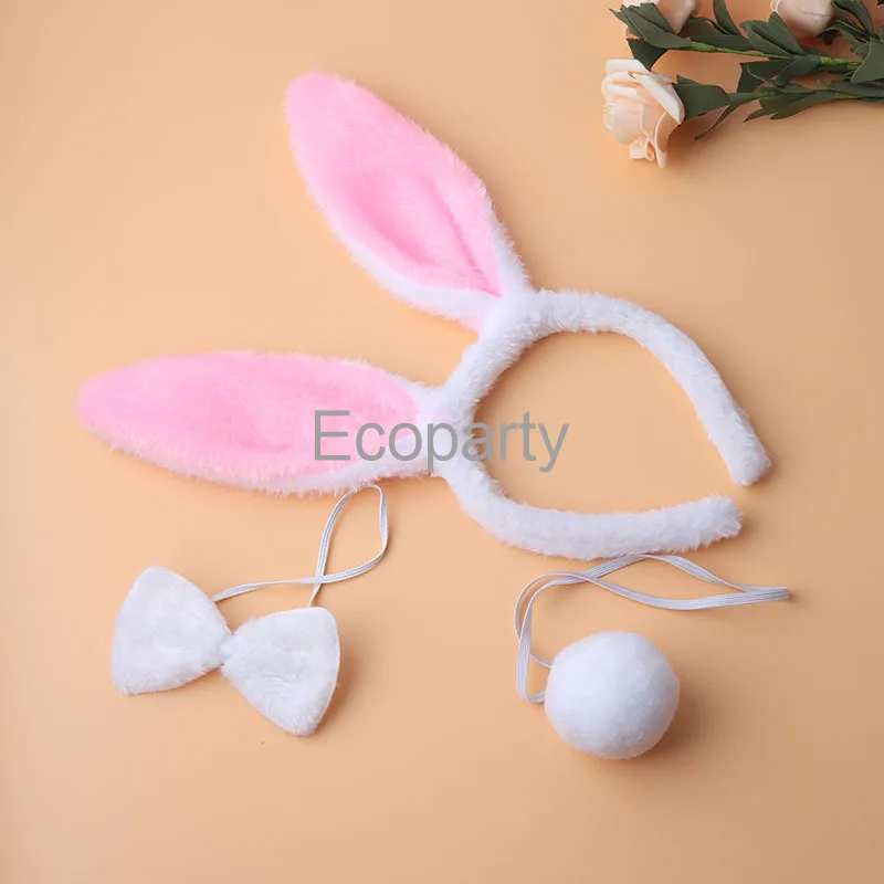 3Pcs/Set Cute Easter Adults Kids Rabbit Ear Headband Prop Plush Hairband Dress Costume Bunny Ear Hairband Party Decoration 50