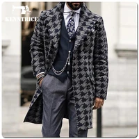 kenntrice long design trench coat vintage stylish designer trend fashion casual mid length windbreaker winter mens style