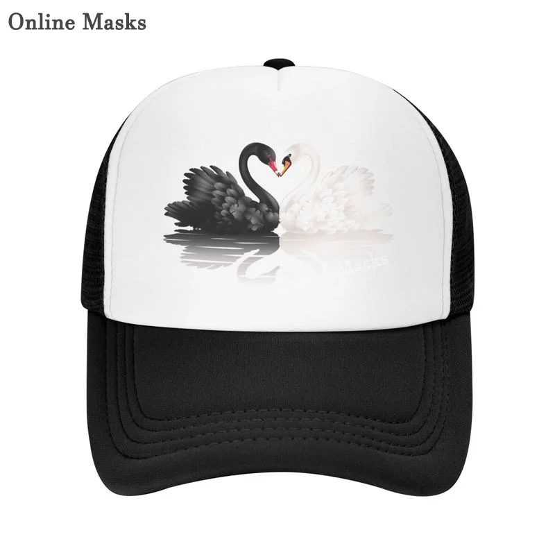 

Кепка с изображением лебедя для мужчин и женщин, бейсболка с сетчатым верхом в виде животных, кепка для папы, головной убор с регулируемым ре...