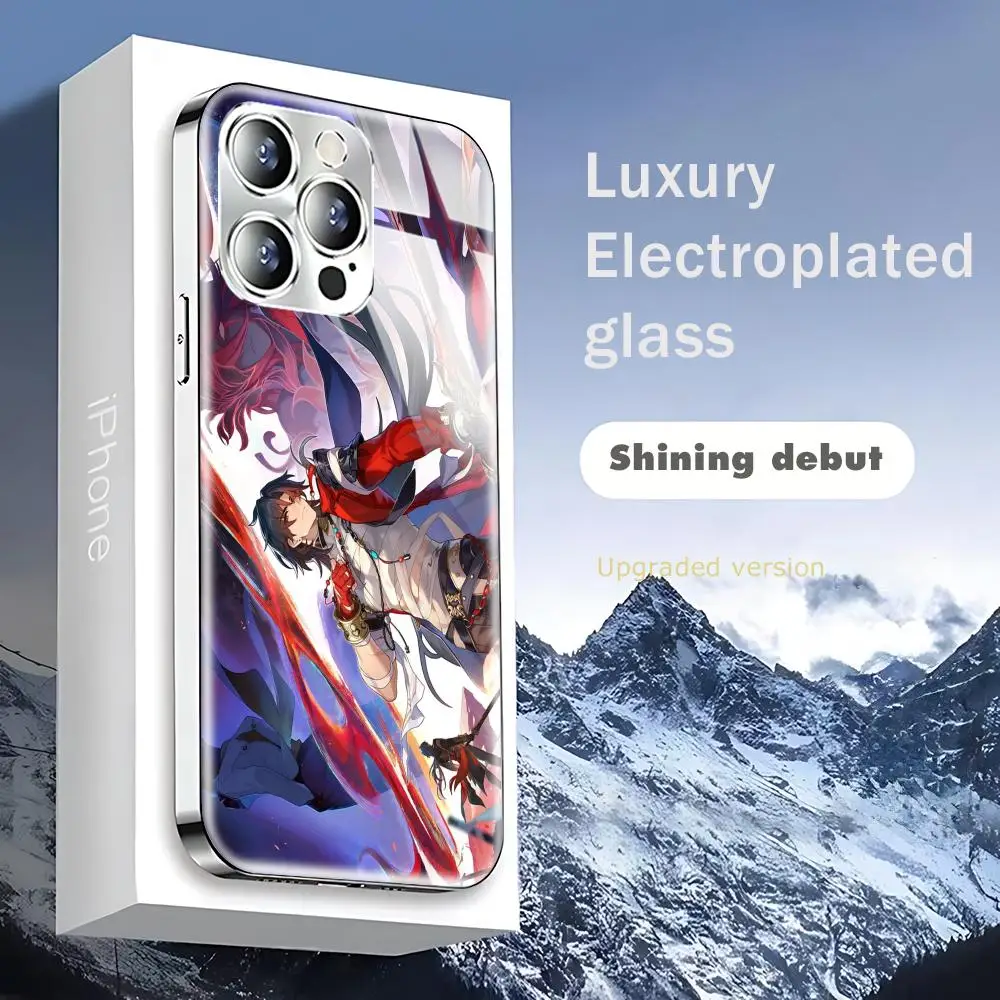 Фото Чехол для телефона Star Rail Mortenax Blade для iPhone 17 AIR 16 15 14 13 12 Pro Plus Max, стеклянный с гальваническим покрытием №5