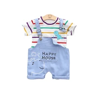 new summer baby cotton clothing fashion children boys cartoon t shirt overalls 2pcssets toddler casual tracksuits kids outfits