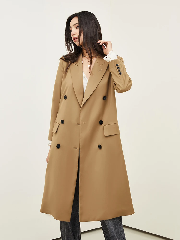 

Top Quality 2022 Spring/Autumn Women's Formal Trench Coat Long Double Breasted Blazer Business Female Outerwear For Office Lady